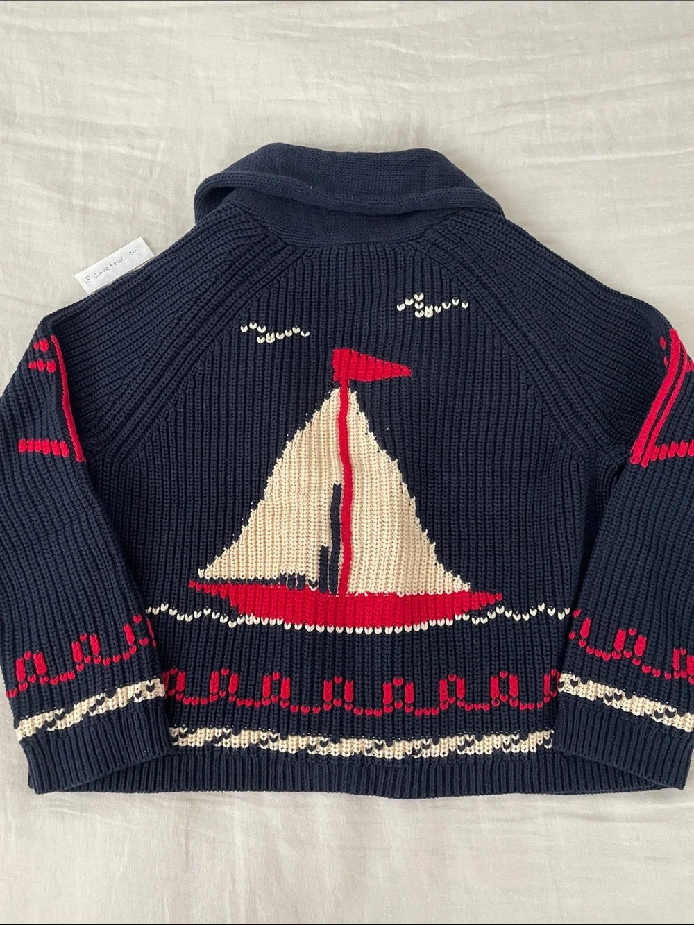 The Great. The Sailboat Lodge Cardigan in navy. Size 1. - Picture 7 of 8